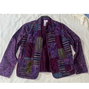 Coldwater Creek Patchwork Jacket Purple Multicolor Sz S